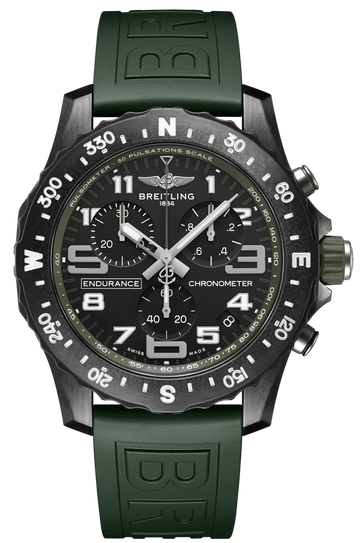 Breitling Endurance Pro Black Dial Green Rubber Strap Watch for Men - X82310D31B1S1