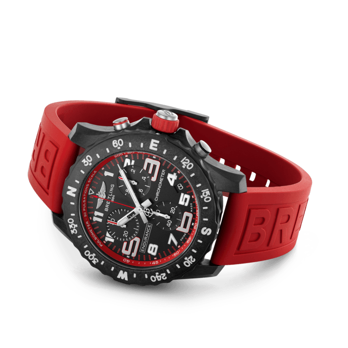 Breitling Endurance Pro Black Dial Red Rubber Strap Watch for Men - X82310D91B1S1