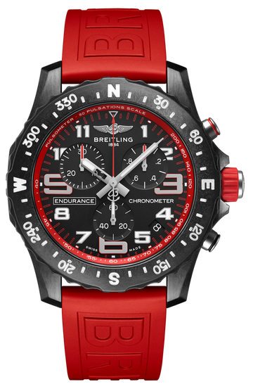 Breitling Endurance Pro Black Dial Red Rubber Strap Watch for Men - X82310D91B1S1