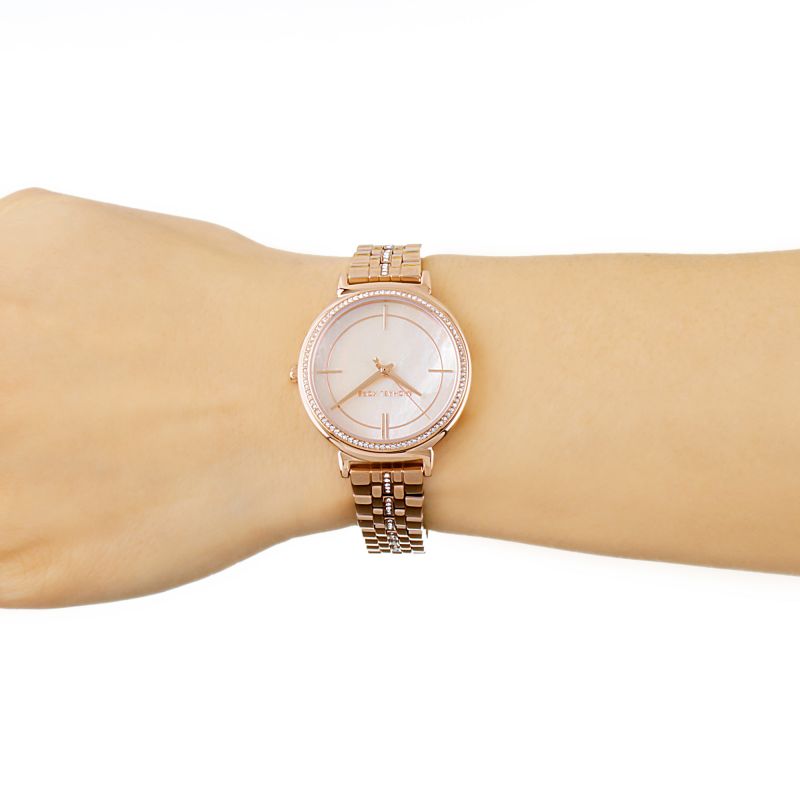 Michael Kors Cinthia Mother of Pearl Dial Gold Steel Strap Watch for Women - MK3643