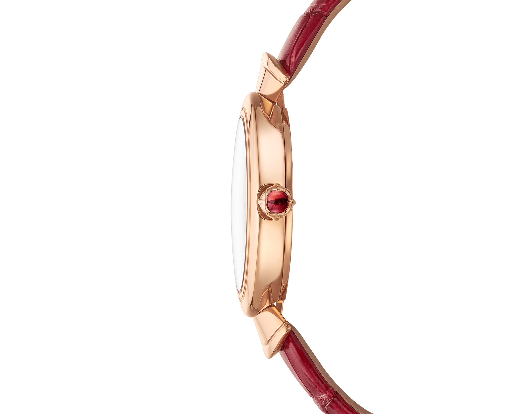 Bvlgari Divas Dream Diamonds Mother of Pearl Dial Red Leather Strap Watch for Women - DREAM102840