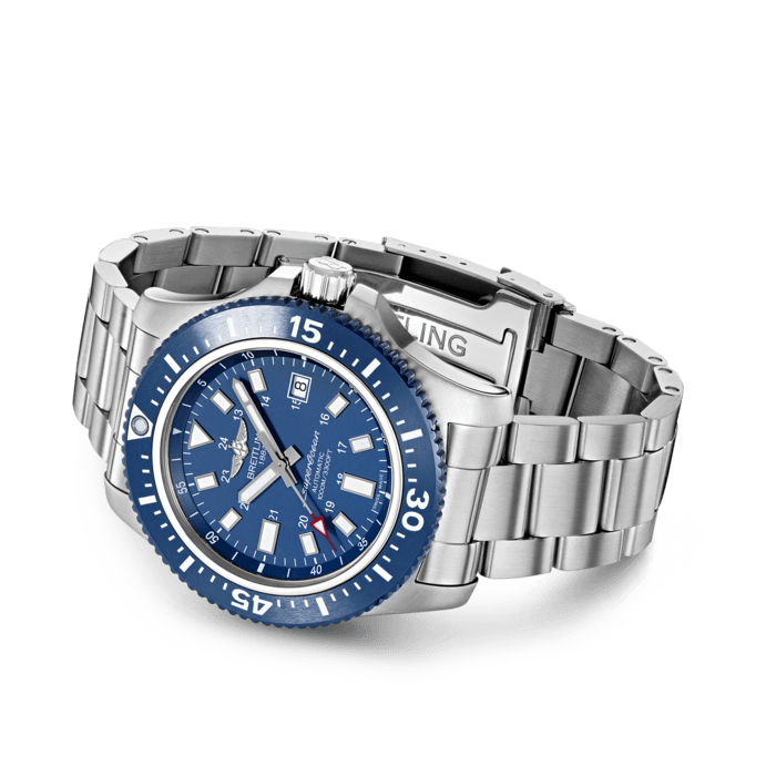 Breitling Superocean 44mm Special Blue Dial Silver Steel Strap Watch for Men - Y17393161C1A1