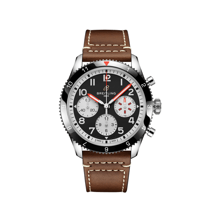 Breitling Avi Chronograph 42 Mosquito Black Dial Brown Leather Strap Watch for Men - Y233801A1B1X1