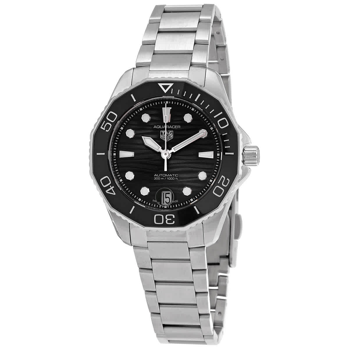 Tag Heuer Aquaracer Professional 300 Automatic Black Dial Silver Steel Strap Watch for Women - WBP231D.BA0626