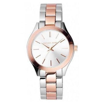 Michael Kors Slim Runway White Dial Two Tone Watch for Women - MK3204B