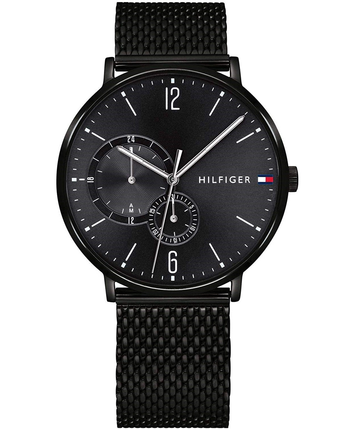 Tommy Hilfiger Brooklyn Black Dial Black Mesh Bracelet Watch for Men - 1791507