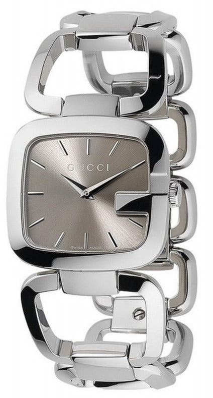 Gucci G Quartz Brown Dial Silver Steel Strap Watch For Women - YA125402