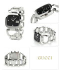 Gucci G Gucci Diamonds Black Dial Silver Steel Strap Watch For Women - YA125406