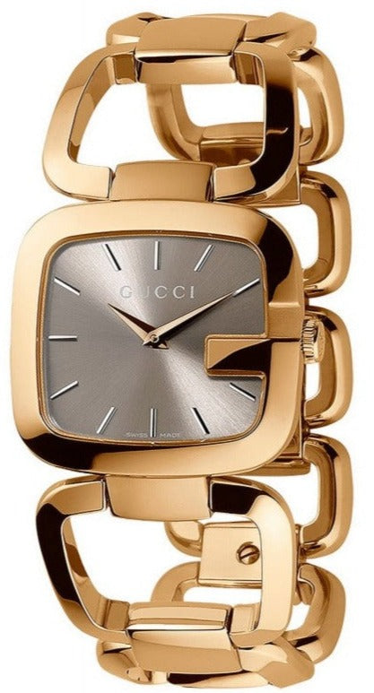 Gucci G Gucci Brown Dial Gold Steel Bracelet Watch For Women - YA125408