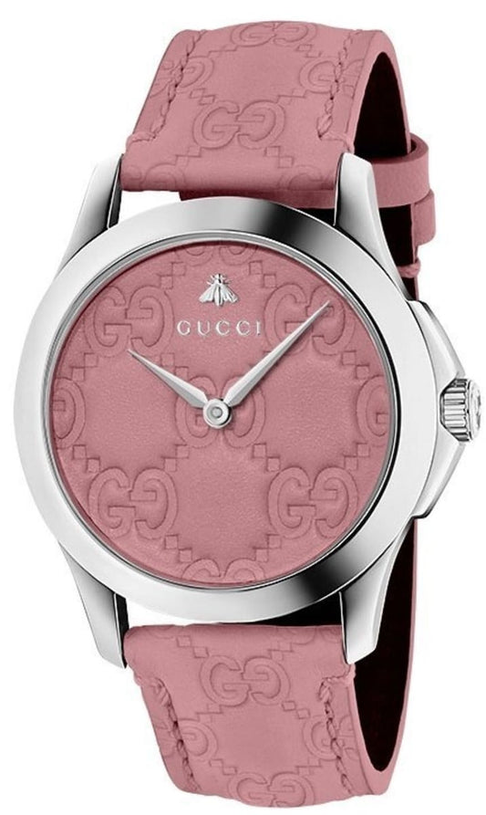 Gucci G Timeless Quartz Candy Pink Dial Pink Leather Strap Watch For Women - YA1264030