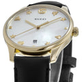 Gucci G-Timeless Quartz Mother of Pearl Dial Black Leather Strap Watch For Women - YA1264044