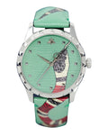 Gucci G Timeless Le Marche Des Merveilles Kingsnake Green Dial Green Leather Strap Unisex Watch - YA1264081