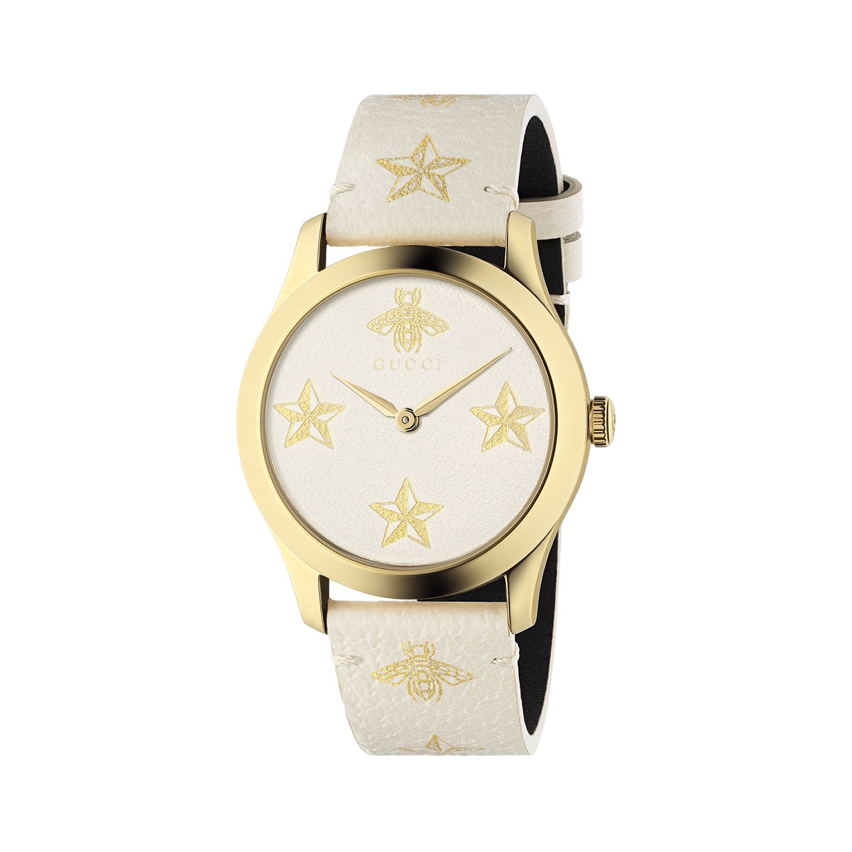 Gucci G Timeless White Dial White Leather Strap Watch For Women - YA1264096