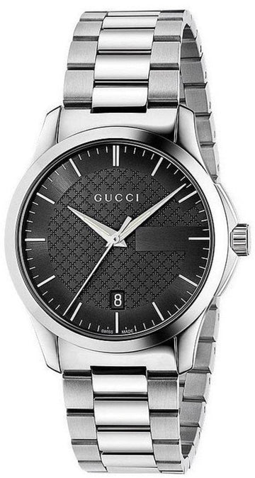 Gucci G Timeless 400 Quartz Black Dial Silver Steel Strap Unisex Watch - YA126457