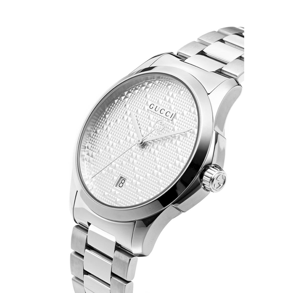 Gucci G Timeless 400 Quartz Stainless Steel Silver Dial 38mm Watch For Women - YA126459