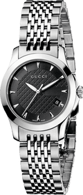 Gucci G Timeless Quartz Black Dial Silver Steel Strap Watch For Women - YA126502