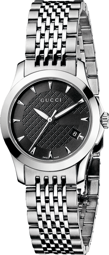 Gucci G Timeless Quartz Black Dial Silver Steel Strap Watch For Women - YA126502