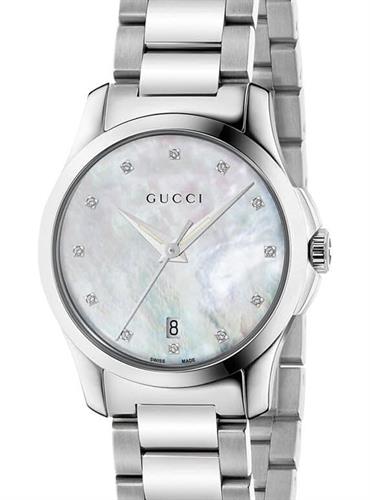 Gucci G Timeless Silver Stainless Steel Mother of Pearl Dial Quartz Watch For Women - YA126542
