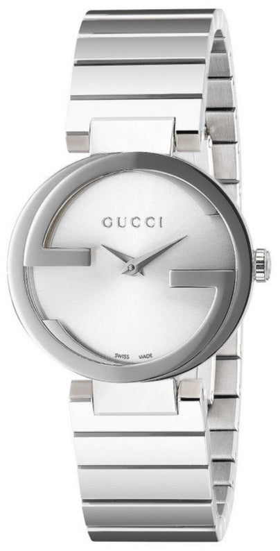Gucci Interlocking G Lock Silver Dial Silver Steel Strap Watch For Women - YA133503
