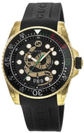 Gucci Dive Quartz Black Dial Black Rubber Strap Watch For Men - YA136219