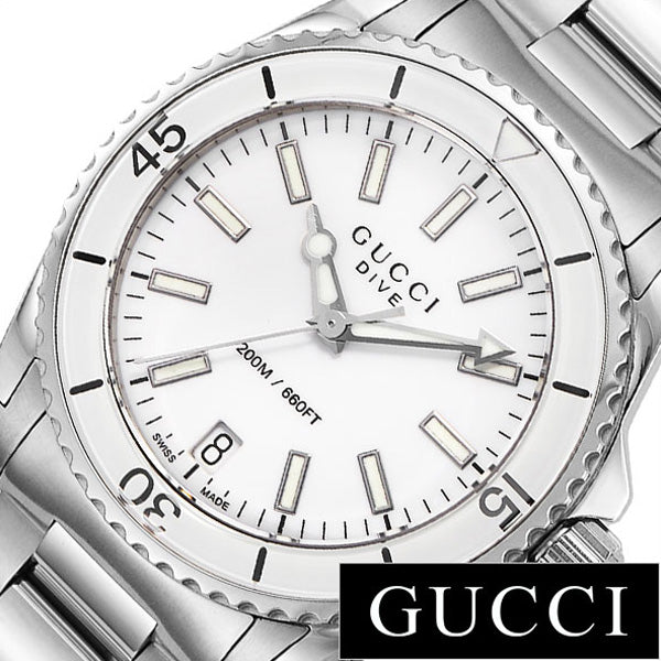 Gucci Dive Quartz White Dial Stainless Steel Unisex Watch - YA136402