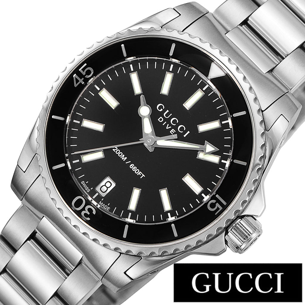 Gucci Dive  Stainless Steel Swiss Made Black Dial Watch For Women - YA136403