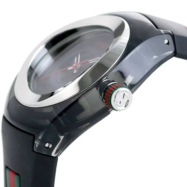 Gucci Sync Quartz Black Dial Black Rubber Strap Watch For Men - YA137301