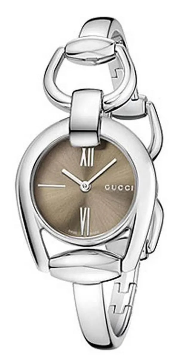 Gucci Horsebit Quartz Brown Dial Silver Steel Strap Watch For Women - YA139501