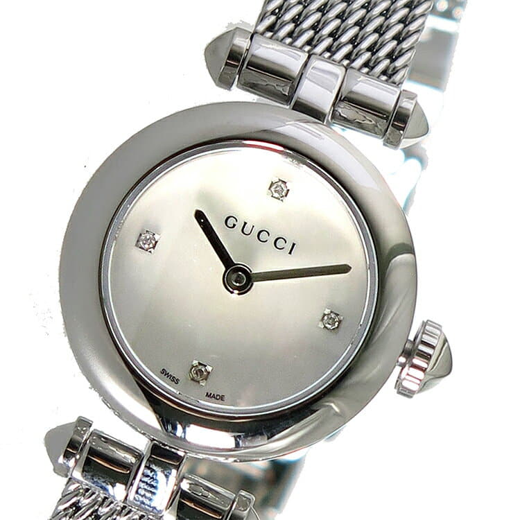 Gucci Diamantissima Diamonds Mother of Pearl Dial Silver Mesh Bracelet Watch for Women - YA141512