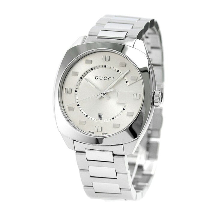 Gucci GG2570 Quartz Silver Dial Silver Steel Strap Watch For Men - YA142308