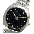 Gucci GG2570 Diamonds Black Dial Silver Steel Strap Watch For Women - YA142503