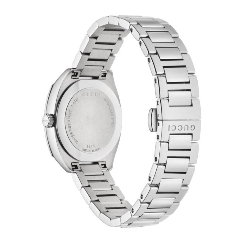 Gucci GG2570 Diamonds Black Dial Silver Steel Strap Watch For Women - YA142503