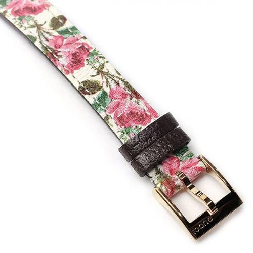 Gucci G-Frame Floral Ivory Dial White Leather Strap Watch For Women - YA147406