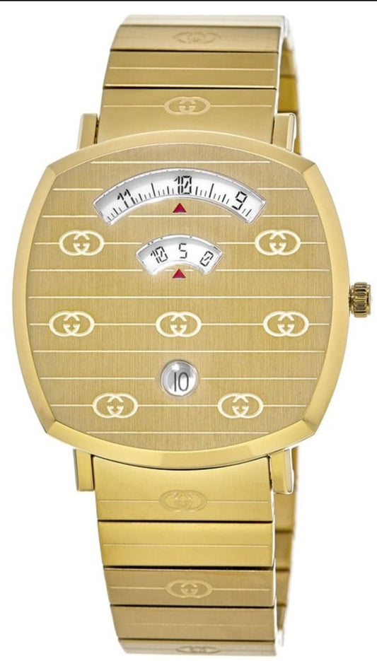 Gucci Grip Quartz Gold Dial Gold Steel Strap Unisex Watch -  YA157403