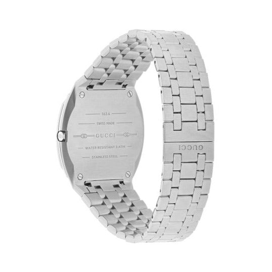 Gucci 25H Quartz Silver Dial Silver Steel Strap Unisex Watch - YA163407