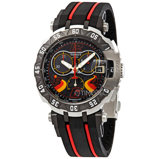 Tissot T Race Chronograph Stefan Bradl Special Edition Black Dial Black Rubber Strap Watch for Men - T092.417.27.057.02