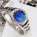 Bulova Crystal Collection Mother of Pearl Blue Dial Silver Steel Strap Watch for Women - 96L238