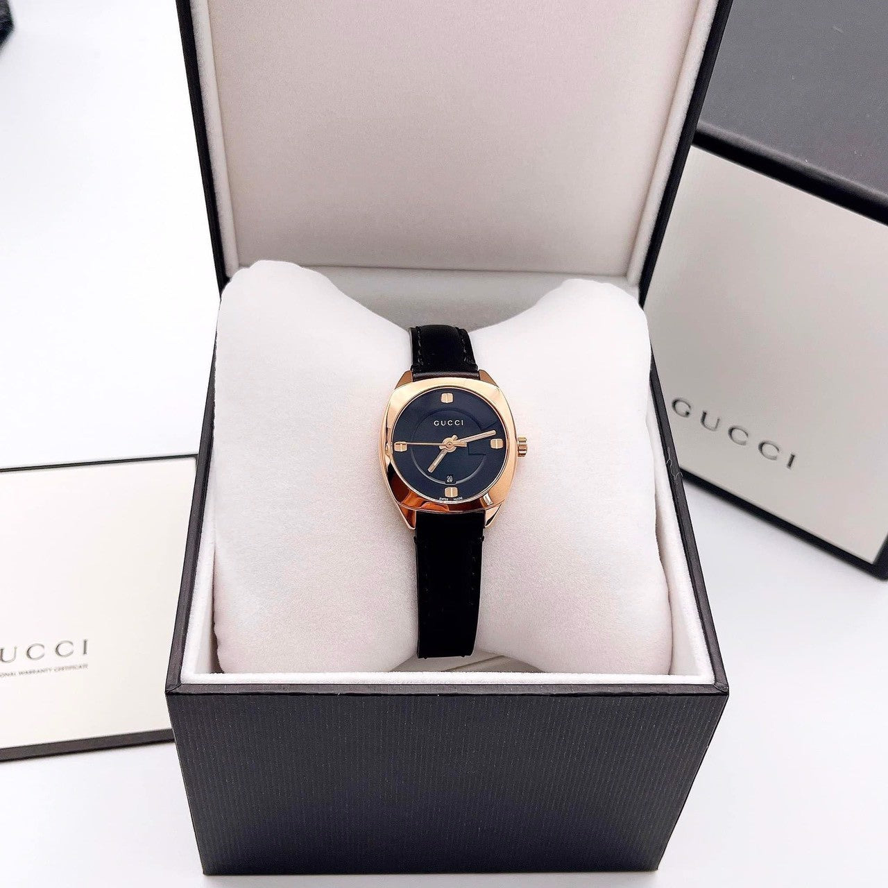Gucci GG2570 Black Leather Black Dial Quartz Watch For Women - YA142509
