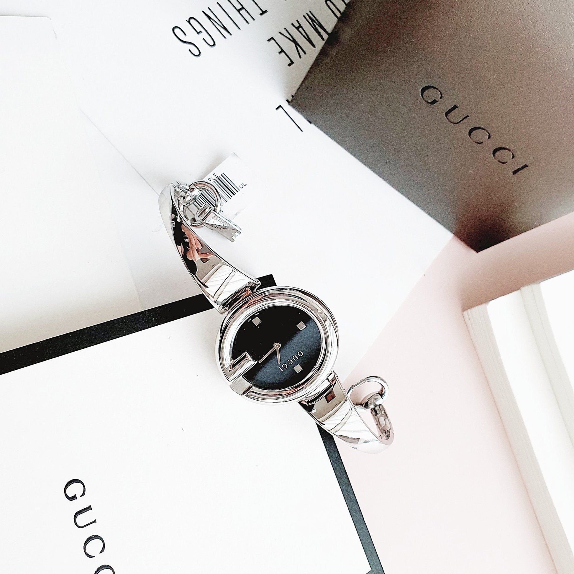 Gucci Guccissima Analog Black Dial Silver Steel Strap Watch For Women - YA134301