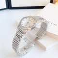 Gucci G Timeless Quartz Diamonds Mother of Pearl Dial Silver Steel Strap Watch For Women - YA126506