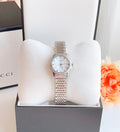 Gucci G Timeless Diamonds Mother of Pearl Dial Silver Steel Strap Watch For Women - YA126506