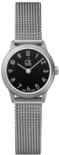 Calvin Klein Minimal Black Dial Silver Mesh Bracelet Watch for Women - K3M53151