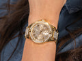 Guess Frontier Diamonds Gold Dial Gold Steel Strap Watch For Women - W1156L2