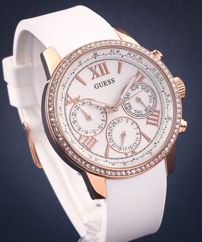 Guess Sport White Dial White Rubber Strap Watch For Women - W0616L1