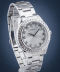 Guess Sparkler Diamonds Silver Dial Silver Steel Strap Watch for Women - GW0111L1