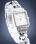 Guess Vanity Diamonds White Dial Silver Steel Strap Watch for Women - W1030L1