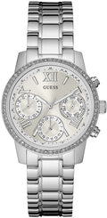 Guess Mini Sunrise Silver Dial Silver Steel Strap Watch For Women - W0448L1