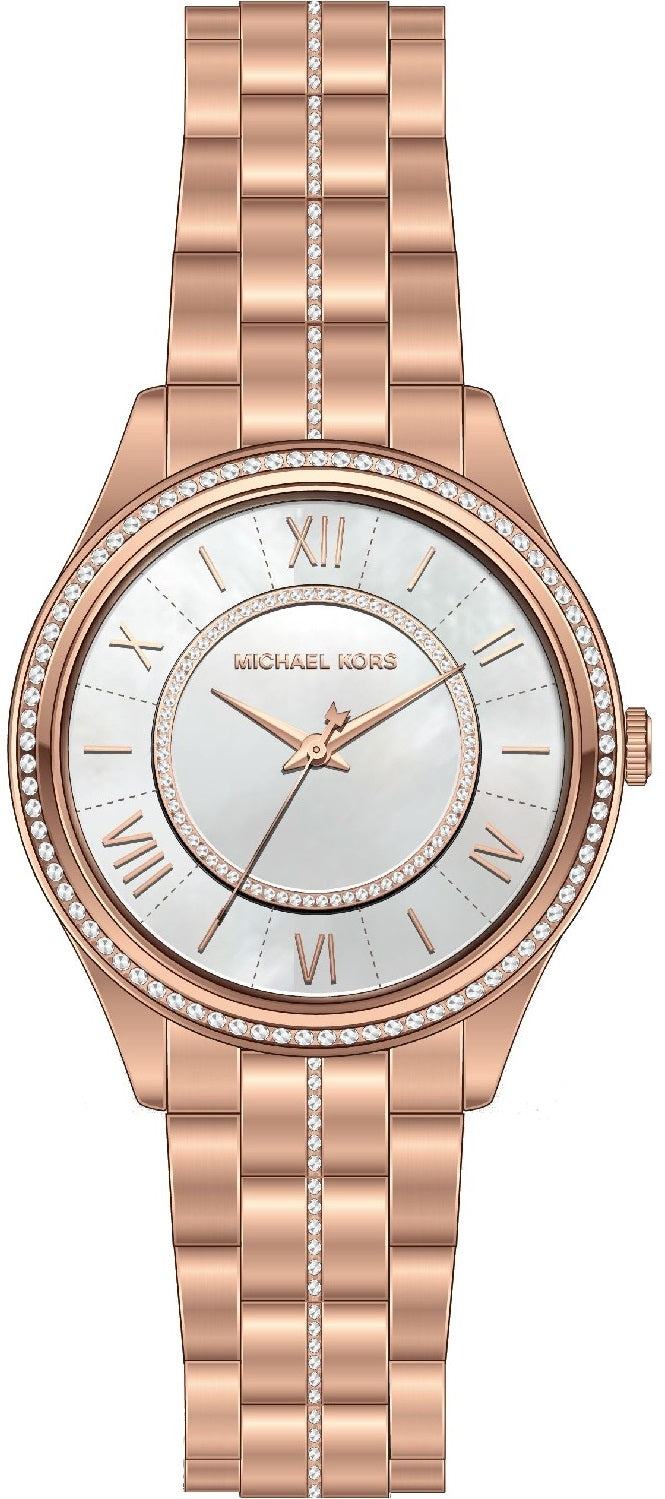 Michael Kors Lauryn Mother of Pearl Dial Rose Gold Steel Strap Watch for Women - MK3716