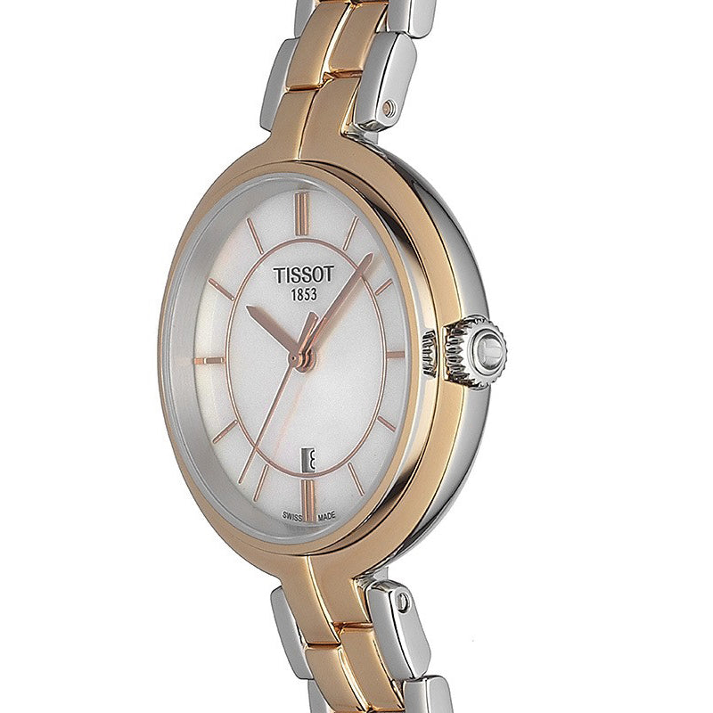 Tissot T Lady Flamingo Lady Mother of Pearl Dial Two Tone Steel Strap Watch For Women - T094.210.22.111.00