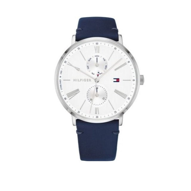Tommy Hilfiger Jenna White Dial Blue Leather Strap Watch for Women - 1782072